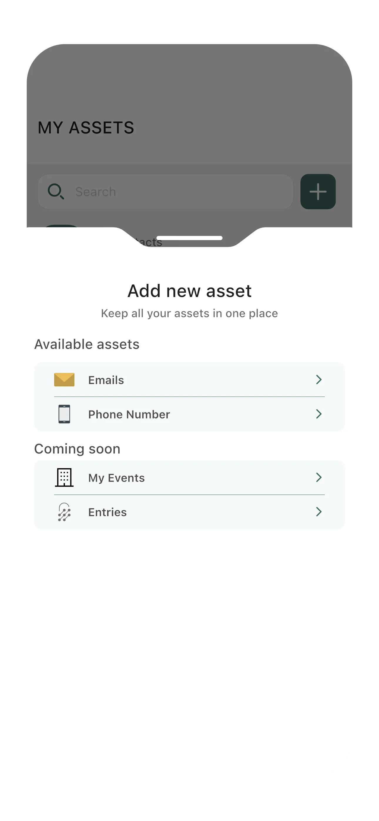 Add new asset modal
