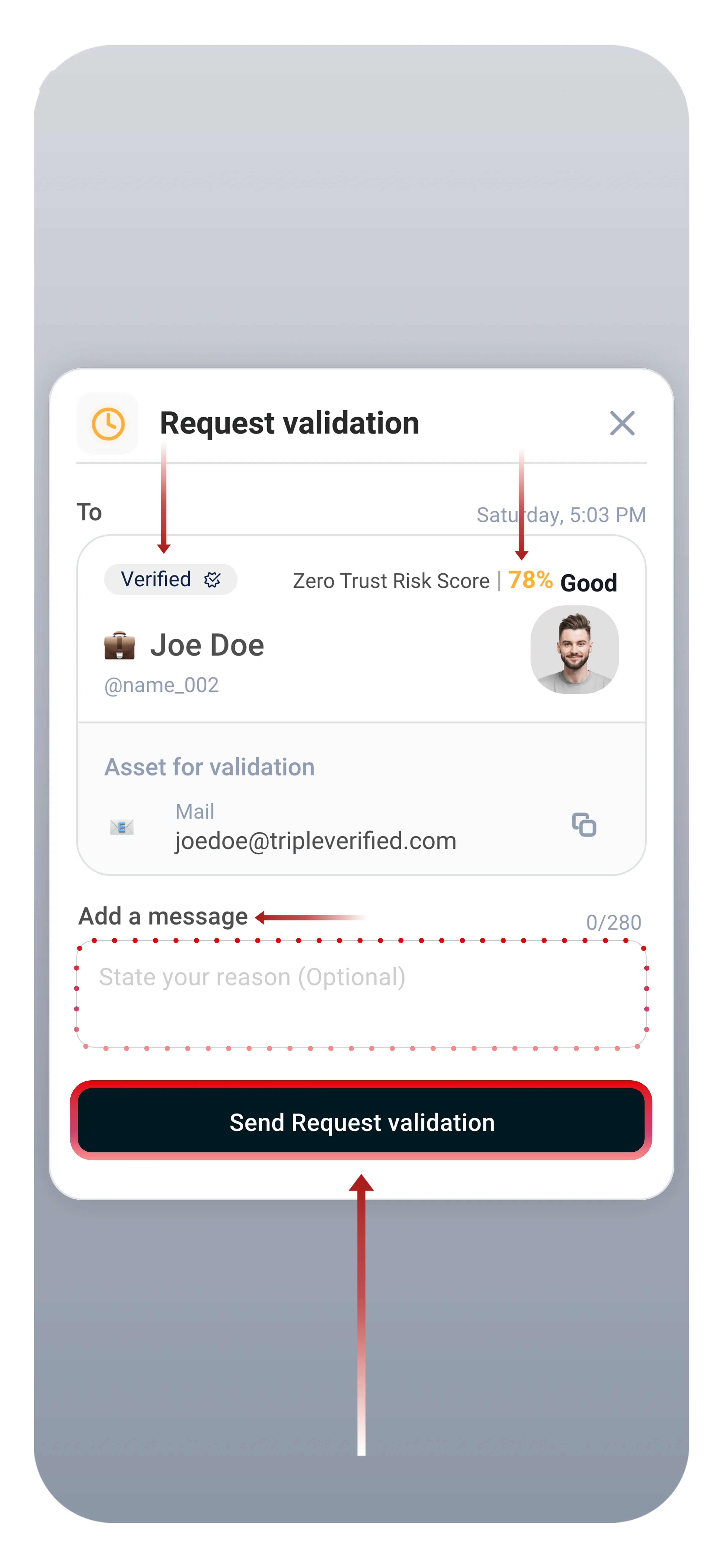 Validation request form